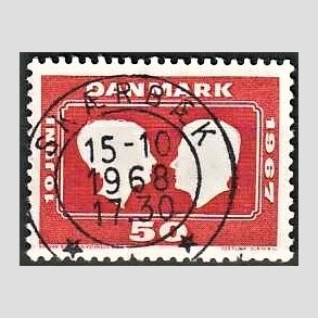 FRIM�RKER DANMARK | 1967 - AFA 458F - Kongeligt bryllup - 50 �re r�d - Pragt Stemplet Sk�rb�k