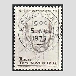 FRIM�RKER DANMARK | 1972 - AFA 524 - N. F. S. Grundtvig - 1 Kr. lysbrun - Lux Stemplet