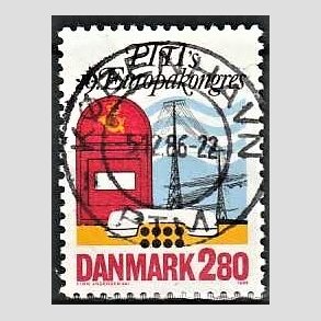 FRIM�RKER DANMARK | 1986 - AFA 863 - Europakongres i K�benhavn - 2,80 Kr. flerfarvet - Pragt Stemplet