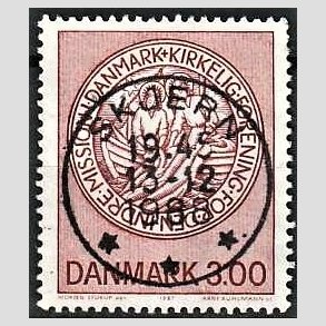 FRIM�RKER DANMARK | 1987 - AFA 893 - Indre mission - 3,00 Kr. brunr�d - Pragt Stemplet