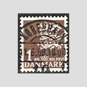 FRIMRKER DANMARK | 1946-47 - AFA 293 - Rigsvben 1,00 Kr. brun - Lux Stemplet