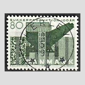 FRIM�RKER DANMARK | 1971 - AFA 521 - Sukkerproduktion - 80 �re gr�n - Lux Stemplet