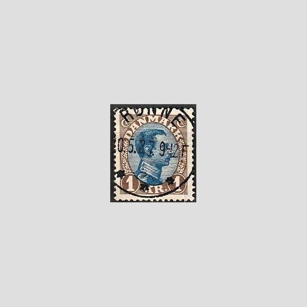 FRIMRKER DANMARK | 1921-22 - AFA 131a - Chr. X 1 Kr. brun/bl Type II - Lux Stemplet Rnne