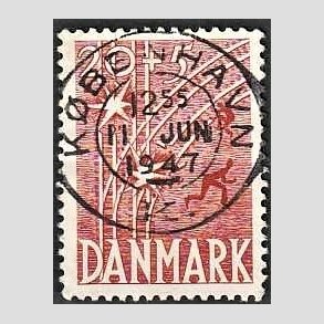 FRIM�RKER DANMARK | 1947 - AFA 300 - Modstandsbev�gelsen - 20 + 5 �re r�d - Pragt Stemplet