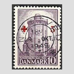 FRIM�RKER DANMARK | 1944 - AFA 283 - R�de Kors provisorium - + 5/ 10 �re violet - Pragt Stemplet