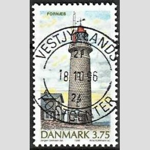 FRIM�RKER DANMARK | 1996 - AFA 1124 - Danske Fyrt�rne - 3,75 Kr. flerfarvet - Pragt Stemplet Vestsj�lland