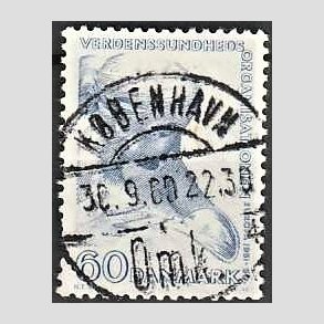 FRIM�RKER DANMARK | 1960 - AFA 388 - WHO - 60 �re bl� - Lux Stemplet