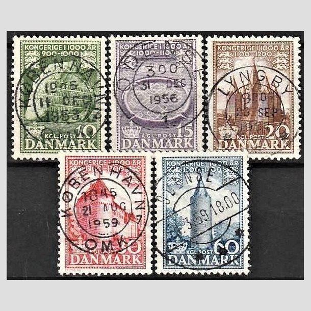 FRIMRKER DANMARK | 1953-56 - AFA 346-350 - Kongeriget 1000 r - 10-60 re - Pragt Stemplet