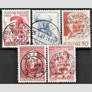 FRIM�RKER DANMARK | 1960 - AFA 387,388,435,444,466 - Niels R. Finsen mv. - 30-60 �re - Pragt Stemplet