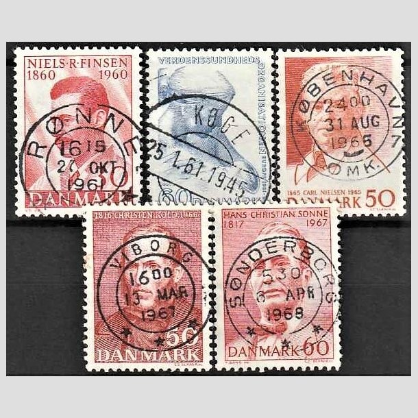 FRIMRKER DANMARK | 1960 - AFA 387,388,435,444,466 - Niels R. Finsen mv. - 30-60 re - Pragt Stemplet