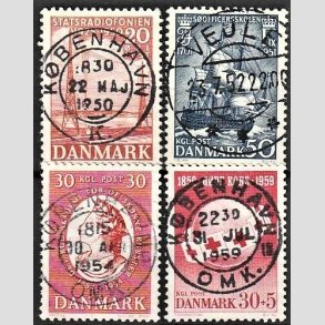 FRIM�RKER DANMARK | 1950 - AFA 317,329,357,378 - Statsradiofonien 25 �r mv. - 20-50 �re - Pragt Stemplet