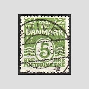 FRIM�RKER DANMARK | 1930 - AFA 183 - B�lgelinie 5 �re lysgr�n - Lux Stemplet 