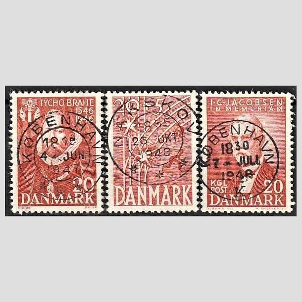 FRIMRKER DANMARK | 1946 - AFA 298,300,305 - Tycho Brahe mv. - 20 re - Pragt Stemplet