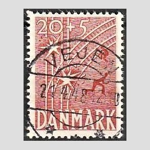 FRIM�RKER DANMARK | 1947 - AFA 300 - Modstandsbev�gelsen - 20 + 5 �re r�d - Pragt Stemplet Vejen