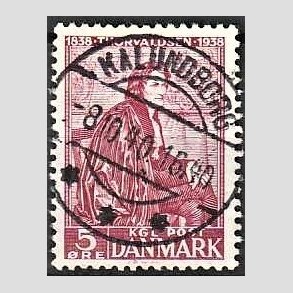 FRIMRKER DANMARK | 1938 - AFA 249 - Thorvaldsen 5 re rdlilla - Lux Stemplet Kalundborg