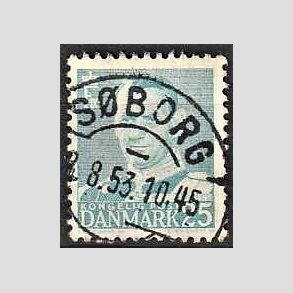 FRIMRKER DANMARK | 1952-53 - AFA 336 - Fr. IX 25 re lysbl - Lux Stemplet