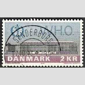 FRIM�RKER DANMARK | 1972 - AFA 533 - W.H.O - 2 Kr. bl�/r�d/gr�n - Lux Stemplet S�nderborg