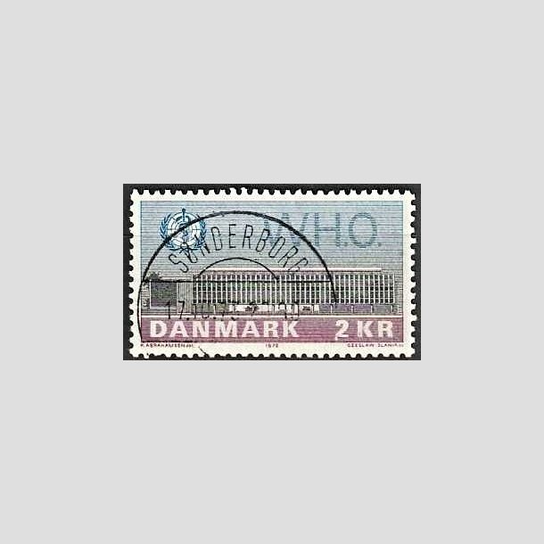 FRIMRKER DANMARK | 1972 - AFA 533 - W.H.O - 2 Kr. bl/rd/grn - Lux Stemplet Snderborg