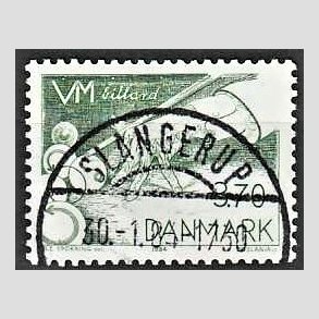 FRIM�RKER DANMARK | 1984 - AFA 797 - WM i billard - 3,70 Kr. gr�n - Pragt Stemplet