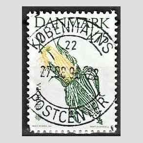 FRIM�RKER DANMARK | 1992 - AFA 1015 - Europam�rke Columbus - 4,75 Kr. gr�n/gul - Pragt Stemplet