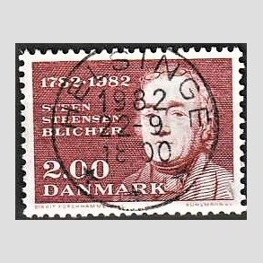 FRIM�RKER DANMARK | 1982 - AFA 759 - Steen Steensen Blicher - 2,00 Kr. r�d - Lux Stemplet Helsinge