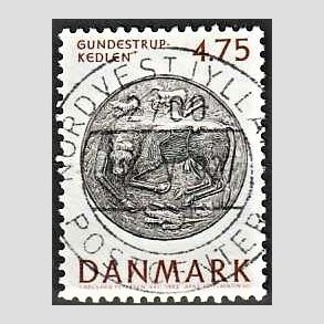 FRIM�RKER DANMARK | 1992 - AFA 1009 - Nationalmuseets samlinger - 4,75 Kr. r�d/sort - Lux Stemplet