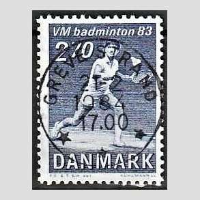 FRIM�RKER DANMARK | 1983 - AFA 767 - WM i Badminton - 2,70 Kr. bl� - Pragt Stemplet