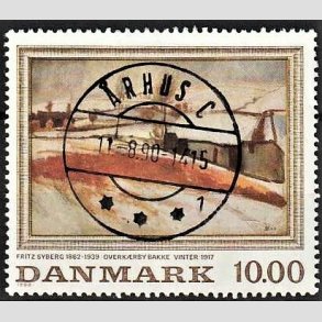 FRIMRKER DANMARK | 1988 - AFA 922 - Fritz Syberg - 10,00 Kr. flerfarvet - Pragt Stemplet 