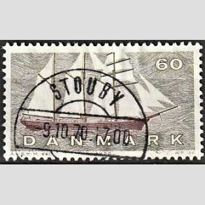 FRIM�RKER DANMARK | 1970 - AFA 505 - Dansk Skibsfart - 60 �re gr�oliv/r�dbrun - Pragt Stemplet