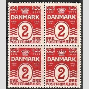 FRIMRKER DANMARK | 1913-14 - AFA 78a - Blgelinie 2 re rd type II 1927 i 4-blok - Postfrisk