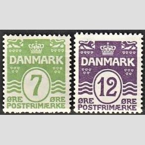 FRIM�RKER DANMARK | 1926-30 - AFA 167,168 - B�lgelinie 7 og 12 �re - Postfrisk