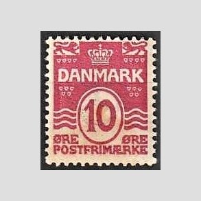 FRIM�RKER DANMARK | 1912 - AFA 65 - B�lgelinie 10 �re karminrosa - Postfrisk