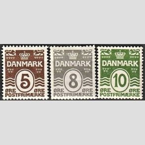FRIM�RKER DANMARK | 1921-22 - AFA 122,123,124 - B�lgelinie 5,8,10 �re - Postfrisk