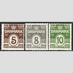 FRIM�RKER DANMARK | 1921-22 - AFA 122,123,124 - B�lgelinie 5,8,10 �re - Postfrisk