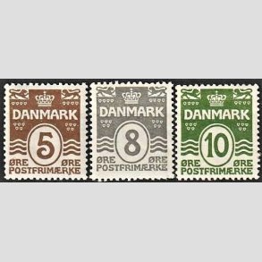 FRIM�RKER DANMARK | 1921-22 - AFA 122,123,124 - B�lgelinie 5,8,10 �re - Postfrisk