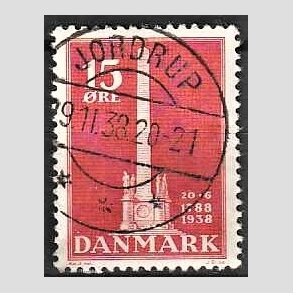 FRIM�RKER DANMARK | 1938 - AFA 244 - Stavnsb�ndet 15 �re r�d - Lux Stemplet Jordrup