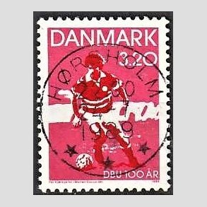 FRIM�RKER DANMARK | 1989 - AFA 935 - DBU 100 �r - 3,20 Kr. r�d/sort - Pragt Stemplet