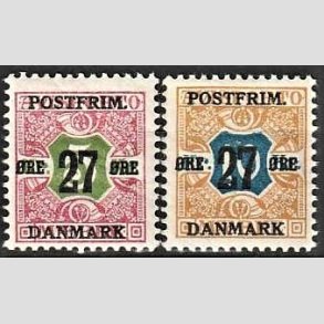 FRIMRKER DANMARK | 1918 - AFA 96,97 - 27 re/5 Kr. + 27/10 Kr. - Postfrisk