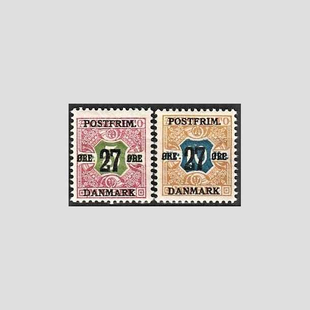FRIMRKER DANMARK | 1918 - AFA 96,97 - 27 re/5 Kr. + 27/10 Kr. - Postfrisk