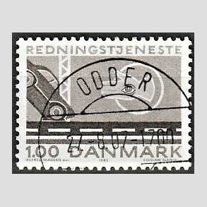 FRIM�RKER DANMARK | 1983 - AFA 782 - Redningstjenester - 1,00 Kr. brun - Pragt Stemplet