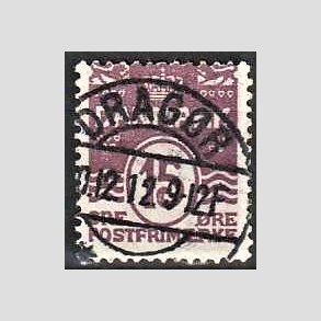 FRIM�RKER DANMARK | 1905-06 - AFA 46 - B�lgelinie 15 �re brunlilla - Lux Stemplet Drag�r