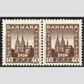 FRIMRKER DANMARK | 1920-21 - AFA 114 - Genforening 40 re brun i par - Postfrisk