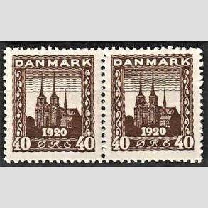 FRIMRKER DANMARK | 1920-21 - AFA 114 - Genforening 40 re brun i par - Postfrisk