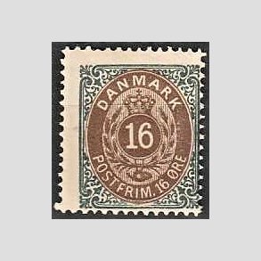 FRIM�RKER DANMARK | 1875 - AFA 27y - 16 �re gr�/brun - Ubrugt