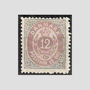 FRIM�RKER DANMARK | 1875 - AFA 26 - 12 �re gr�/violet - Ubrugt