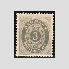 FRIM�RKER DANMARK | 1875 - AFA 22a - 3 �re ultramarin/gr� - Ubrugt (AFA kr. 1.800,-)