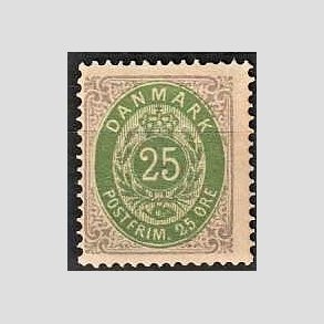FRIM�RKER DANMARK | 1875 - AFA 29 - 25 �re gr�/gr�n - Ubrugt