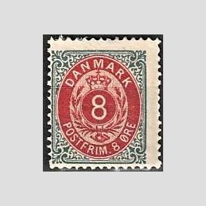 FRIM�RKER DANMARK | 1875 - AFA 25y - 8 �re gr�/r�d - Ubrugt