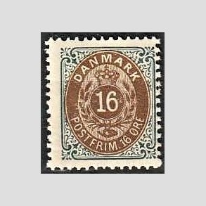 FRIM�RKER DANMARK | 1895 - AFA 27B - 16 �re gr�/brun - Ubrugt