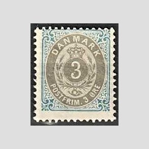 FRIM�RKER DANMARK | 1895 - AFA 22B - 3 �re bl�/gr� - Ubrugt